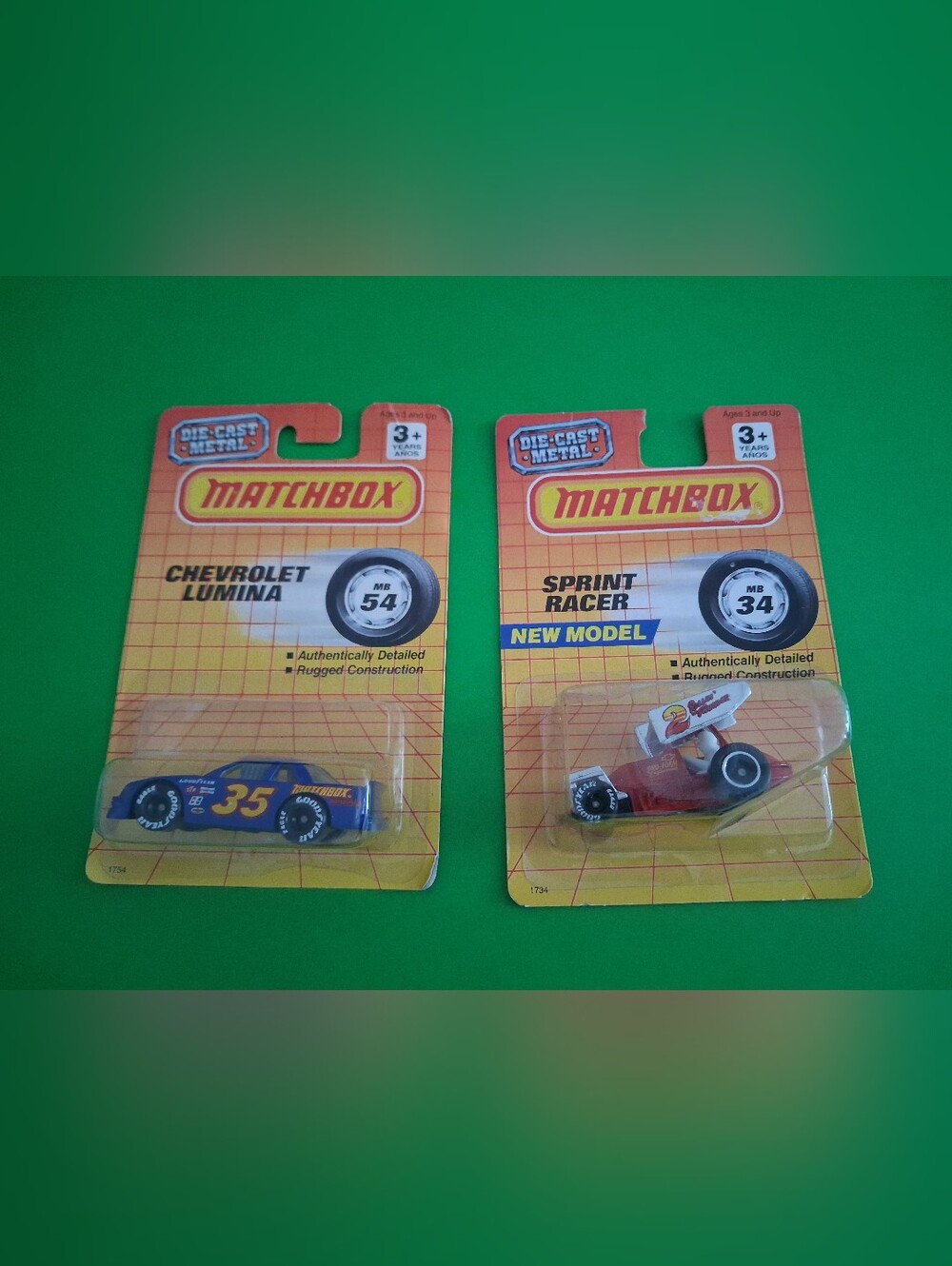Vintage 1990 Matchbox Die-Cast Cars – Chevrolet Lumina & Sprint Racer – Sealed-